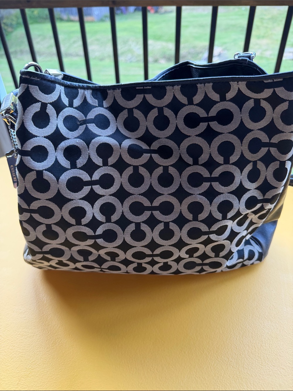 Coach Black and Silver Signature Jacquard Shoulder Bag